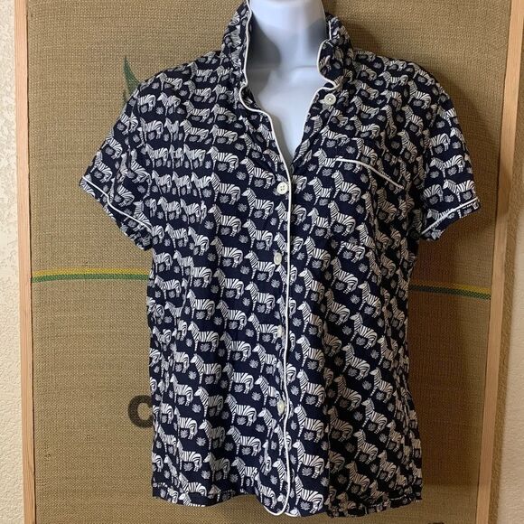J. Crew Tops - J. Crew Navy and White Patterned Shirt, medium